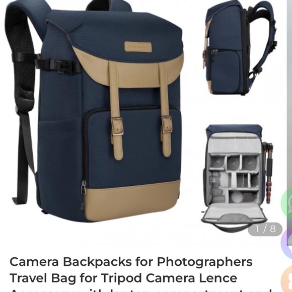 Camera Backpack Navy & Leather - Picture 4 of 7